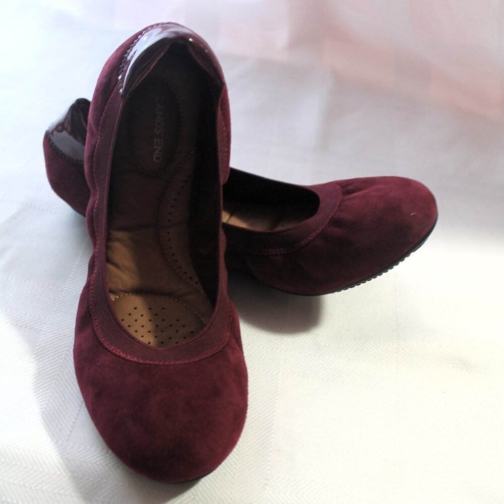 Land's End Kid Suede Ballet Flats, Size US8, Like New